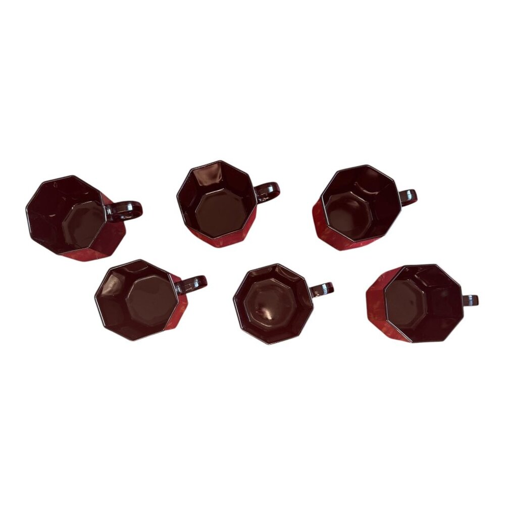 Arcoroc Octime Mugs Black Set 6 Tempered Glass Octagonal Made in France Coffee - Picture 3 of 7